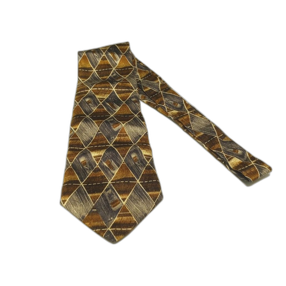 Haggar 100% Silk Men's Brown and Gray Neck Tie 57 inches long